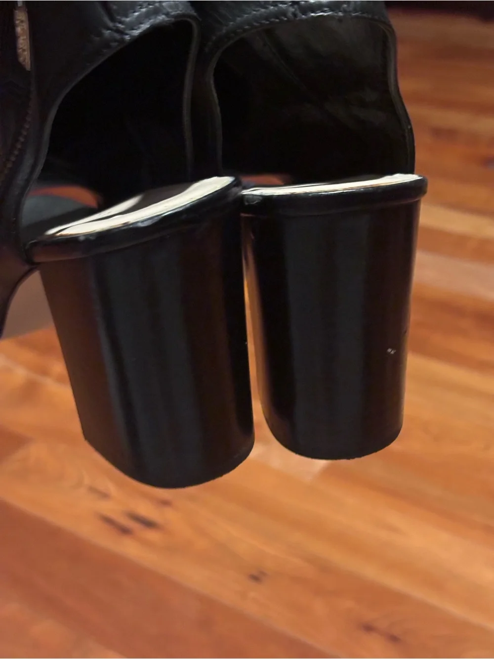 Cole Haan Black Leather Open-Toe Mule Clogs with Gold Zip